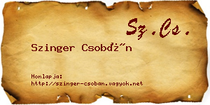 Szinger Csobán névjegykártya